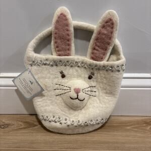 Pottery Barn Kids Felted Wool Easter Treat Bucket Bag w/Sequins New With Tags